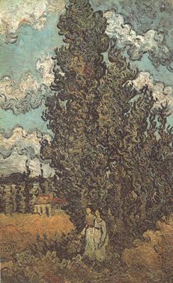 Vincent Van Gogh Cypresses and Two Women (nn04)